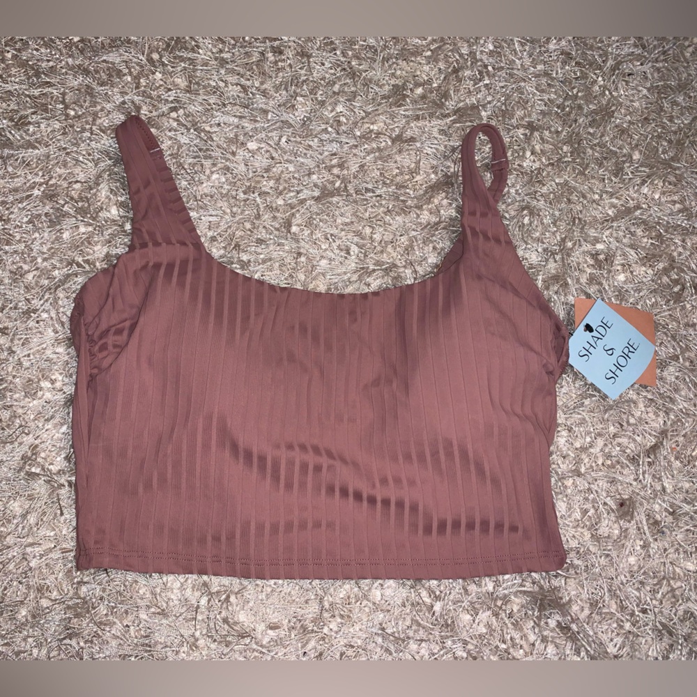 Shade & Shore Women's Mauve Ribbed Bikini Top size Small or Medium NWT